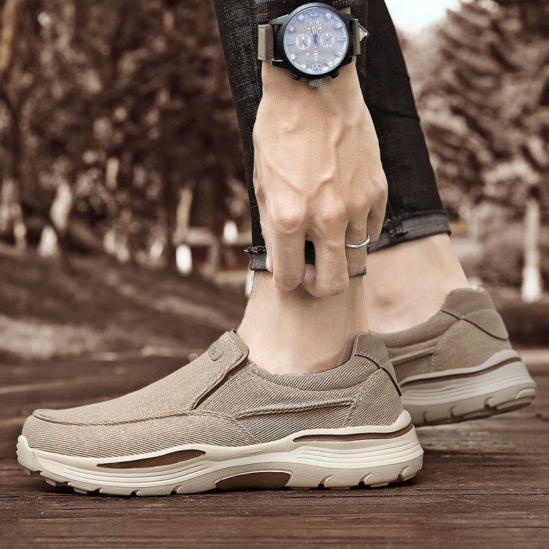 Men's Canvas Breathable Slip On Loafer Shoes Comfortable Walking Sneakers