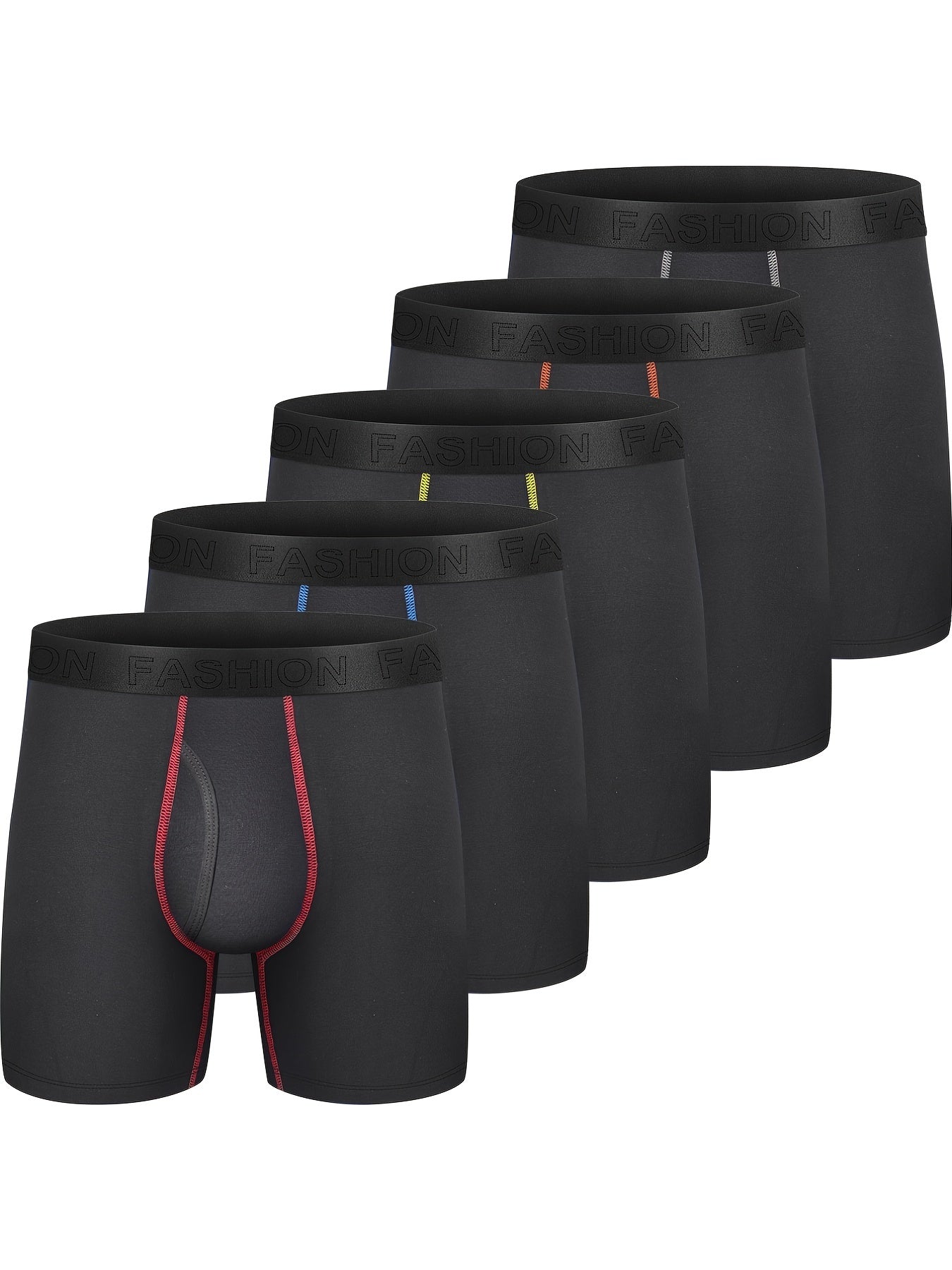 5pcs Premium Mens Boxer Briefs - Super-Soft Stretch Cotton, Moisture-Wicking Breathable, Ultimate Comfort Underwear - Multipack