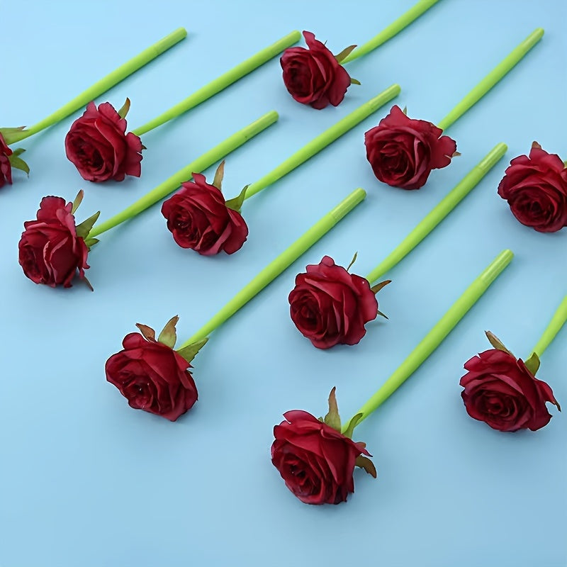 1pc Red Rose Silicone Craft Pen Valentine's Day Flower Gel Pen
