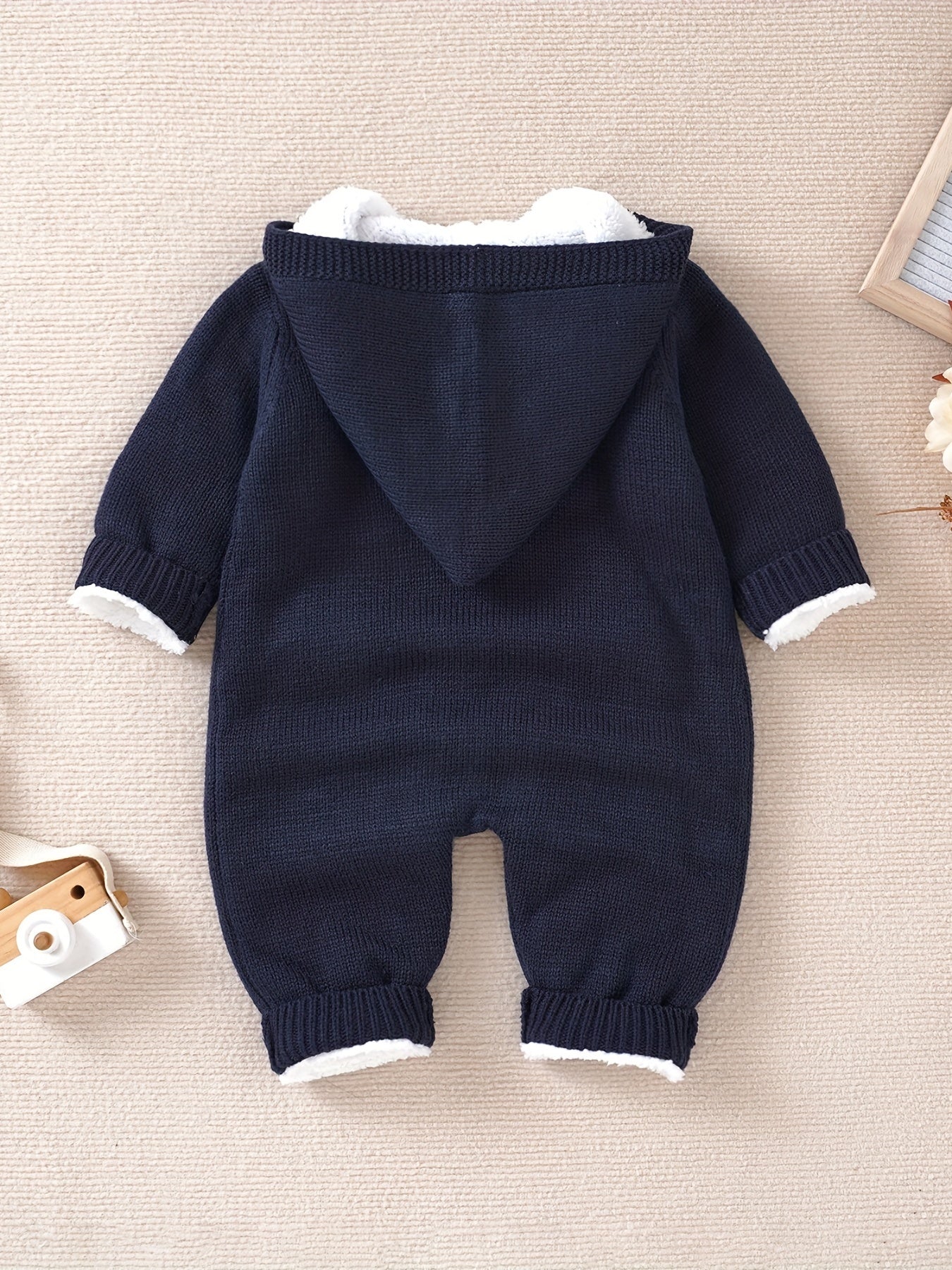 [Knit | Jumpsuit] Long Sleeve Hooded Newborn Boys And Girls Knitted Jumpsuit With Pants