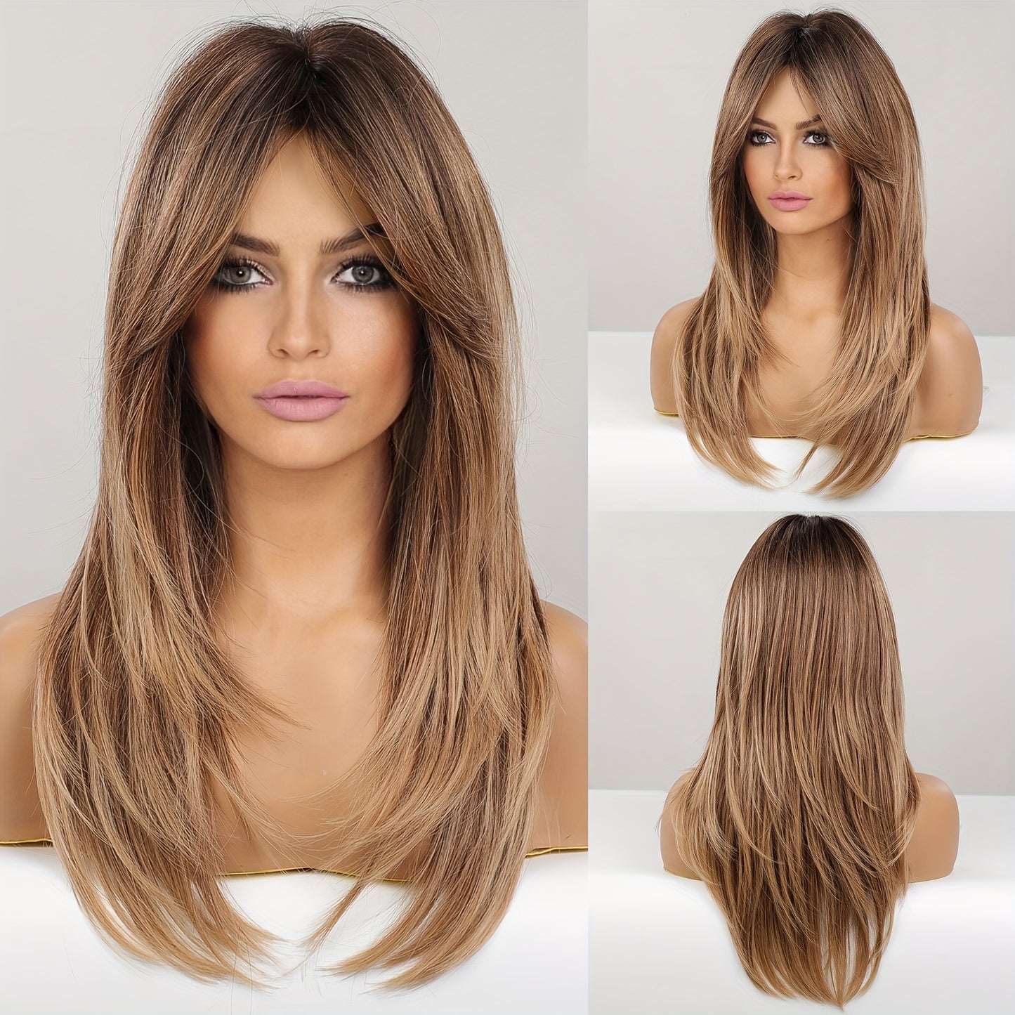 Long Butterfly Hair Cut Wig Synthetic Layered Ombre Fashion Hair Replacement Wigs For Women