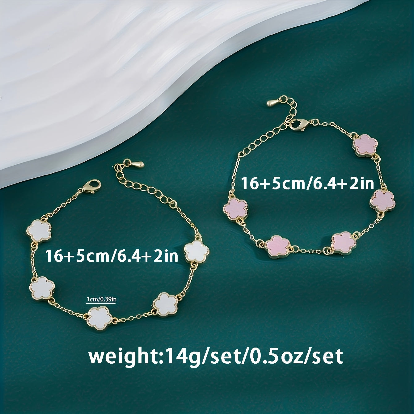2pcs Flower Thin Chain Bracelet Set Elegant Hand Chain Jewelry Decoration For Women Daily Wear