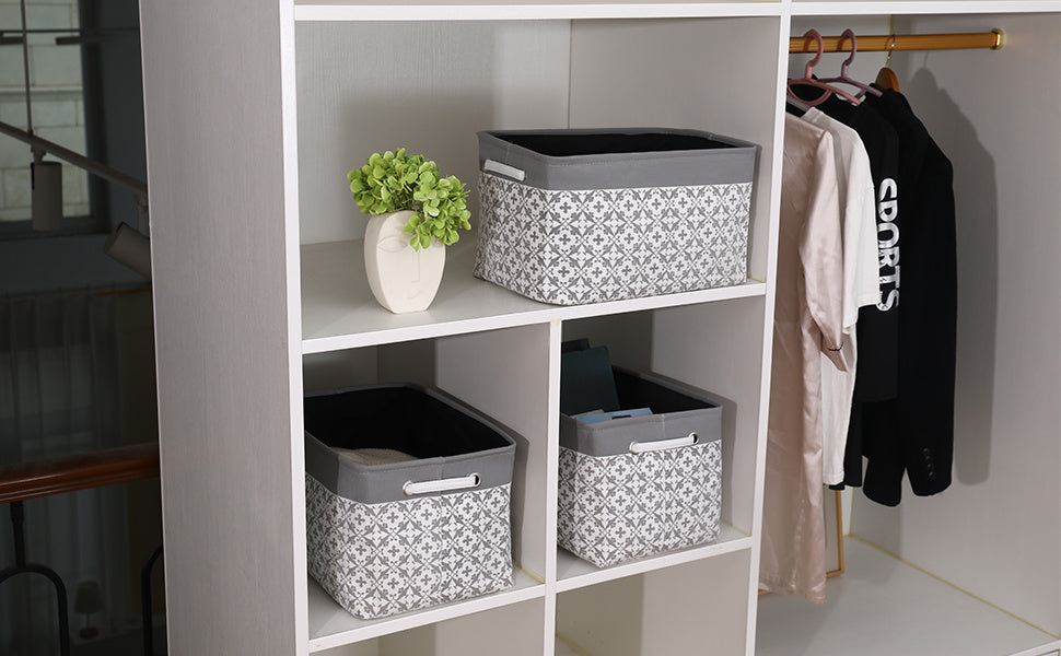 3pcs Modern Fabric Storage Bins - Foldable Canvas Organizer Baskets with Handles, Sturdy for Home, Office, Nursery, and Closet Organization, Minimalist Two-Tone Design, Closet Organizers And Storage