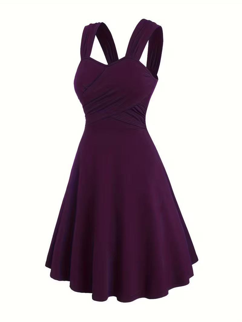 Ruched Cross-Shoulder Strap Dress
