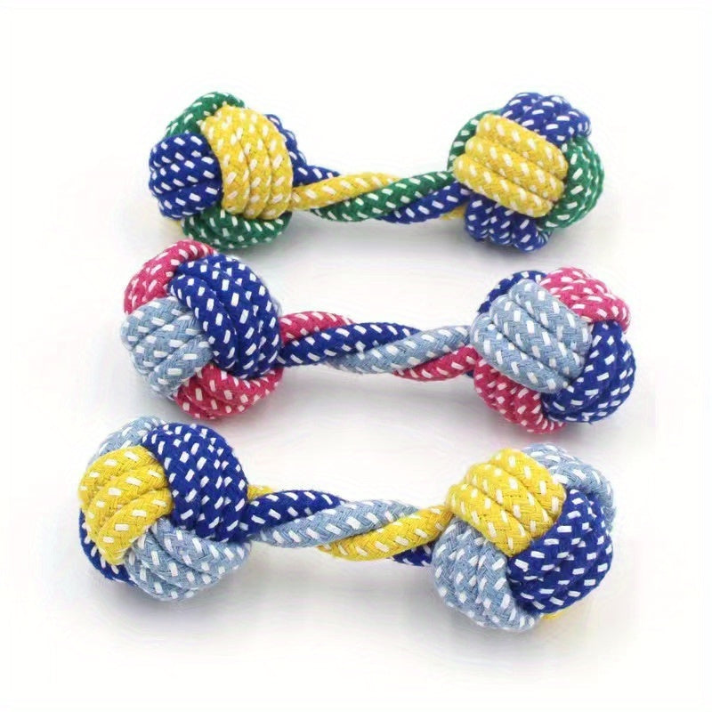 Durable Braided Barbell Pet Grinding Teeth Toy - Perfect for Small and Medium Dogs!