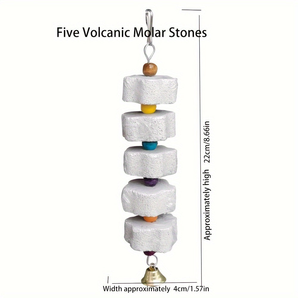 Engaging Flower-Shaped Parrot Toy with Bell: Cage-Friendly, Beak Grinding Mineral Stone for Healthy & Entertained Birds
