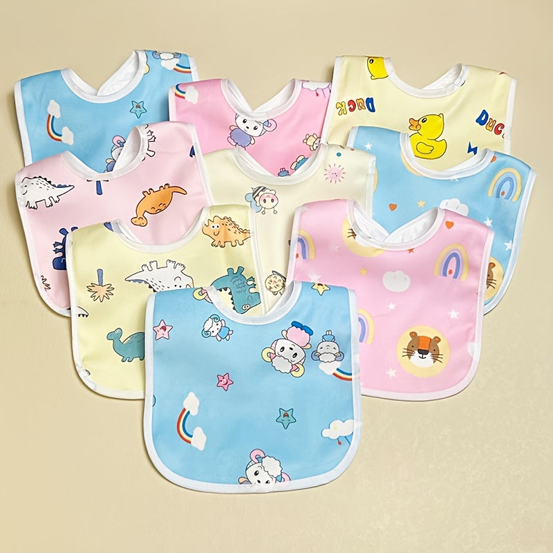 4/6pcs Set Random Style Children's Crystal Velvet Bib Bib Cartoon Newborn Waterproof Drool Towel Male and Female Baby U-shaped Eating Pocket