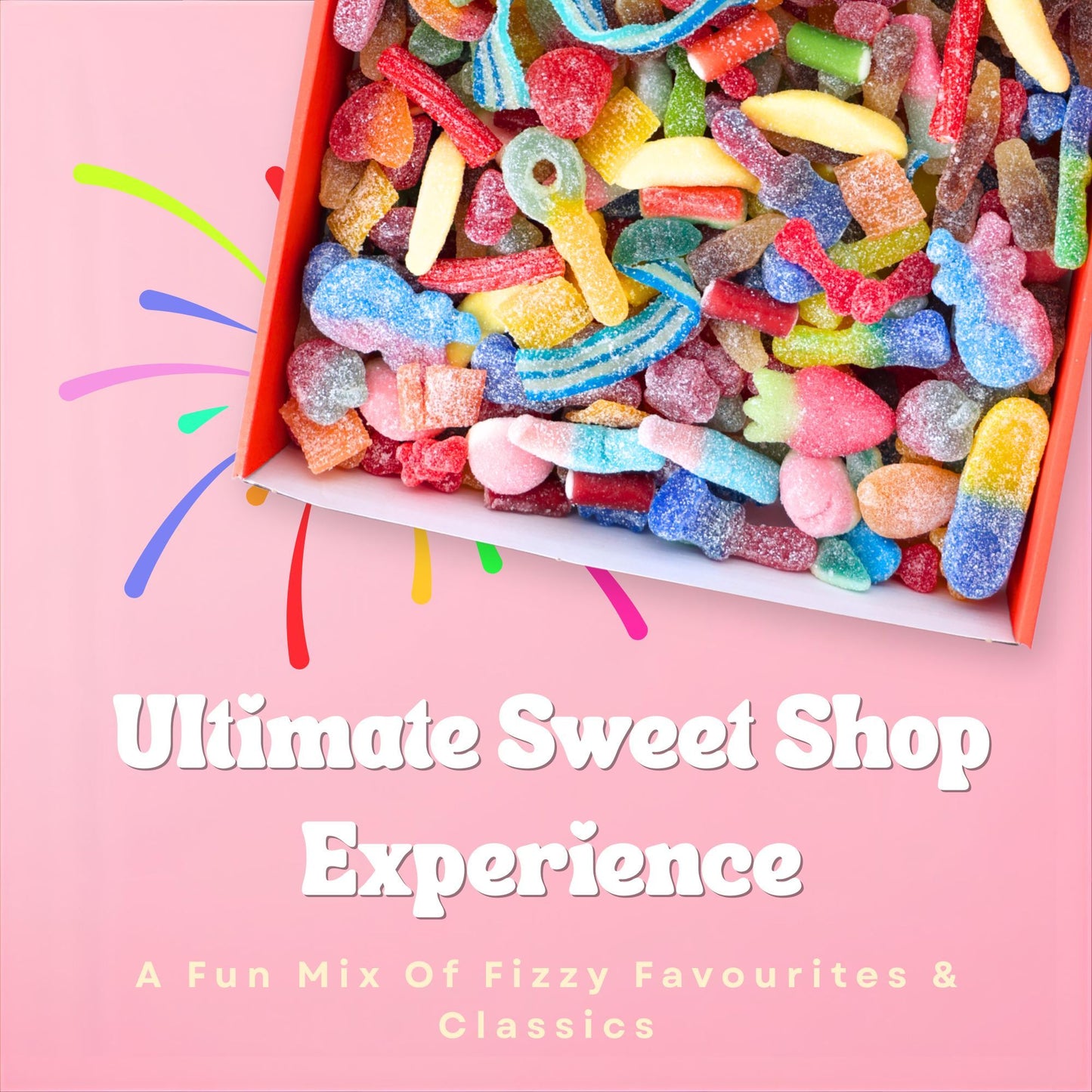 Jellylicious 1kg Fizzy Sweet Gift Box – Luxury Pick & Mix Candy Hamper – Jelly & Sour Sweets – Sealed for Freshness – Christmas, Secret Santa, Valentine’s Day, Birthday, Movie Night, Father’s Day, Get Well, Giftin
