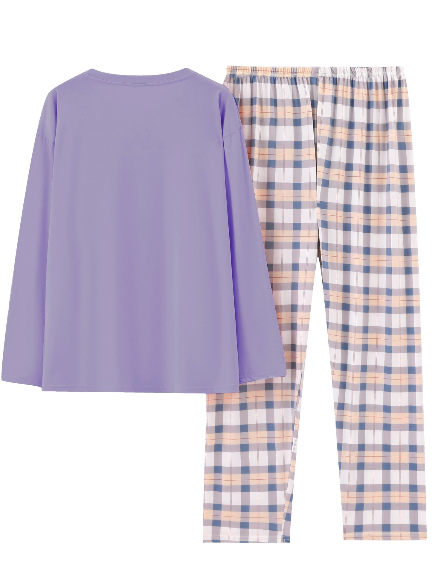 Comfortable Plaid Long Sleeve Pajama Set, Spring and Autumn Casual Home Wear Set, Casual Long Sleeve Pajama Set