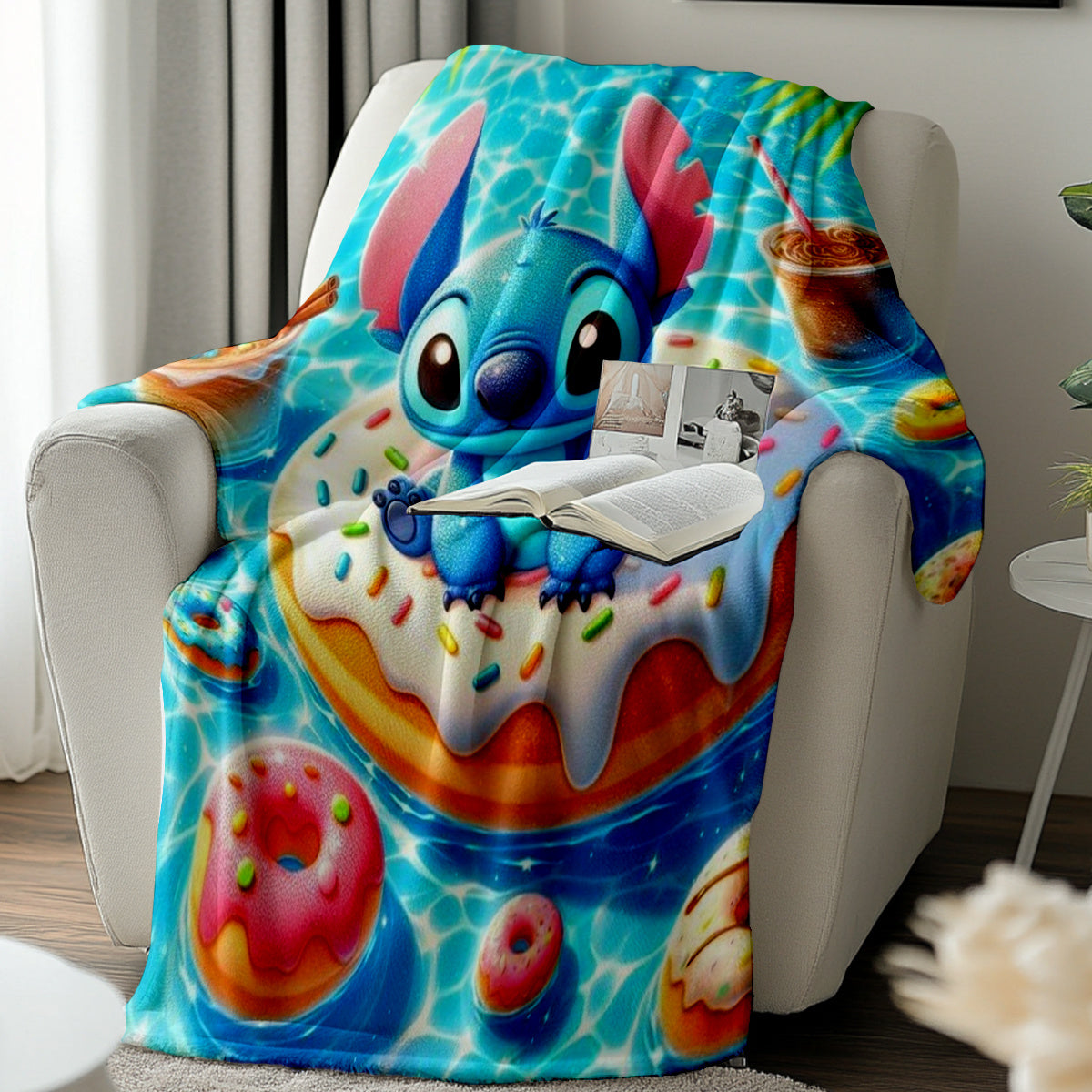 1pc Stitch Cartoon Plush Blanket - Soft Flannel, Warm & Cozy, Ideal Gift for Birthdays, Holidays, and Anniversaries, Perfect for Home Decor, Vacation Homes, Entertainment, Car, Bedroom, Sofa, Stuffed Animal & Plush Toy Set, S