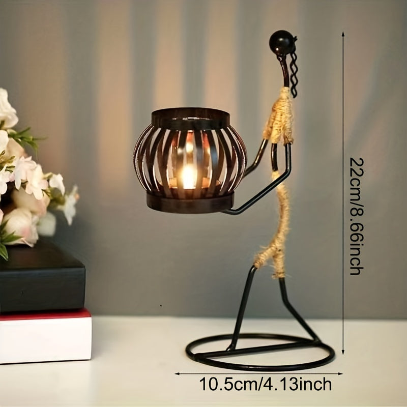 [1pc Lady Character Candle Holder] 1pc Metal Shaped Candle Holder With A Lady Character Design, Christmas Decoration, Christmas Candle Holder