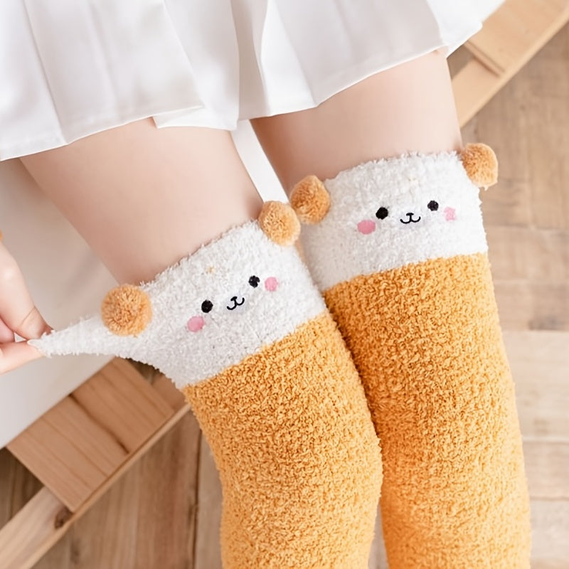 1-Pair Women's Winter Thermal Over-the-Knee (OTK) Floor Socks - Cozy Coral Sleeping Socks Suitable for Home, Bed, and Cold Weather - Warmth &