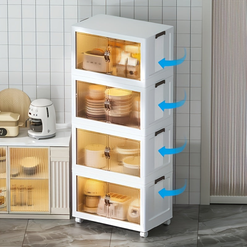 1pc Transparent Storage Box Collapsible Storage Bin with Lids and Pulley - Portable 1/2/3 Layers Organizer for Easy Access and Convenient Storage