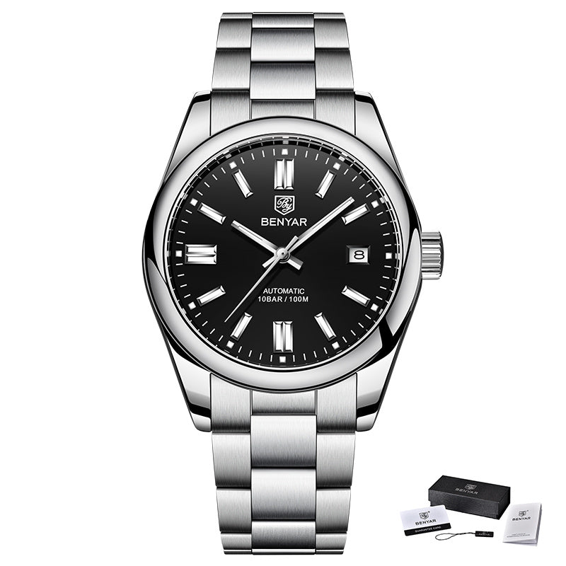 1pc Waterproof Stainless Steel BENYAR Men's Mechanical Sports Diving Wristwatches for Men
