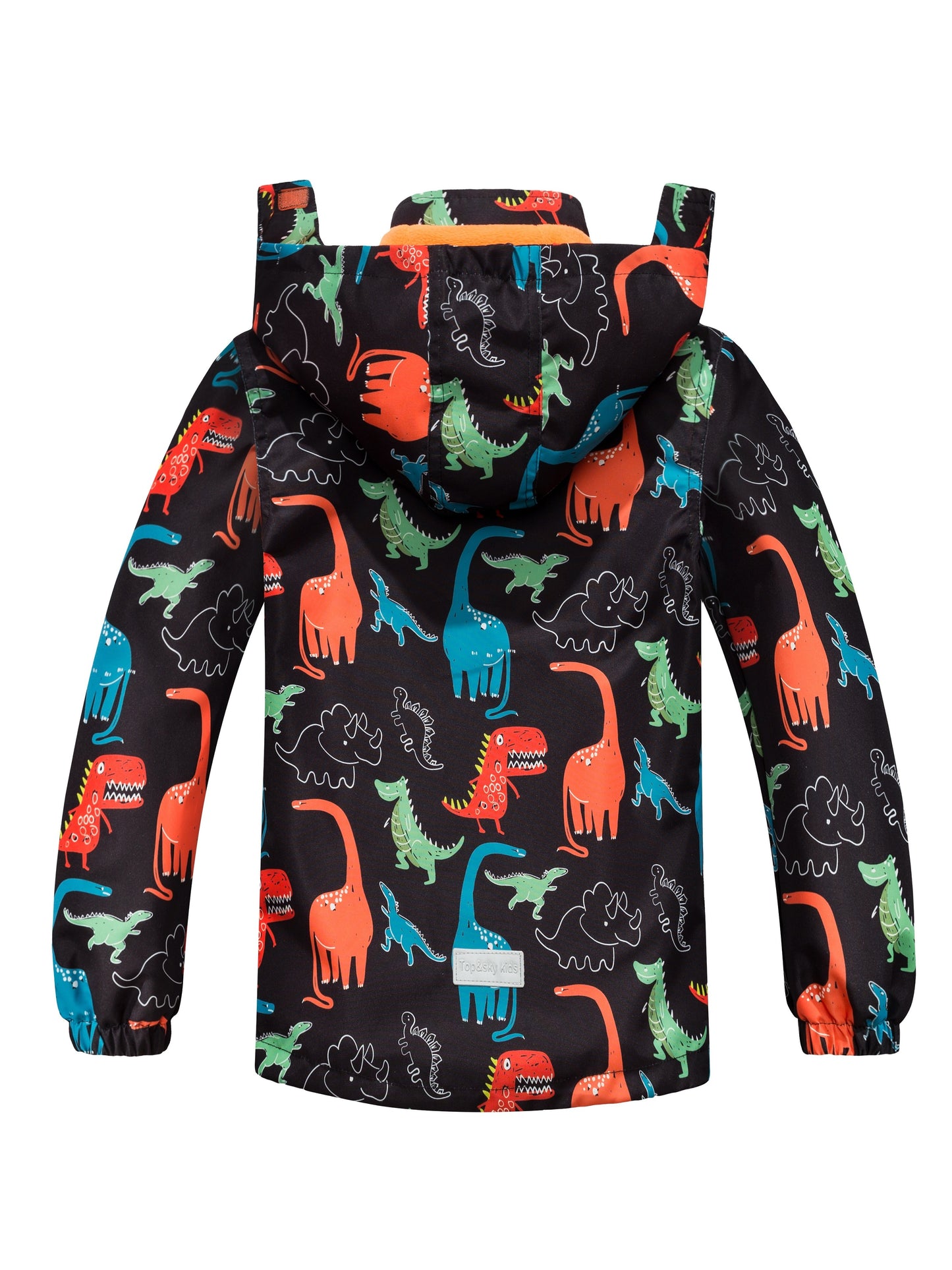 Boys' Dinosaur Jacket with Removable Hood & Windproof Fleece Lining - Lightweight Casual Zip-Up for Running, All-Season Playful Animal Print Coat, Dinosaur Clothes, Running Gear, Playful Design, Functional Zipper