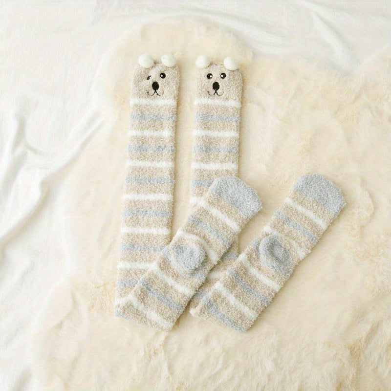1-Pair Women's Winter Thermal Over-the-Knee (OTK) Floor Socks - Cozy Coral Sleeping Socks Suitable for Home, Bed, and Cold Weather - Warmth &