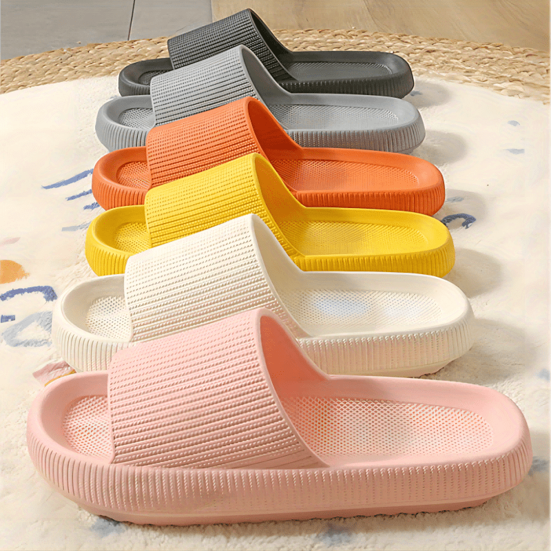 Women'S Solid Color EVA Slippers, Open Toe Slip-On Sandals with Strappy Back, Flat Heel Indoor Home Slippers, Ultra-Soft Comfort Footwear