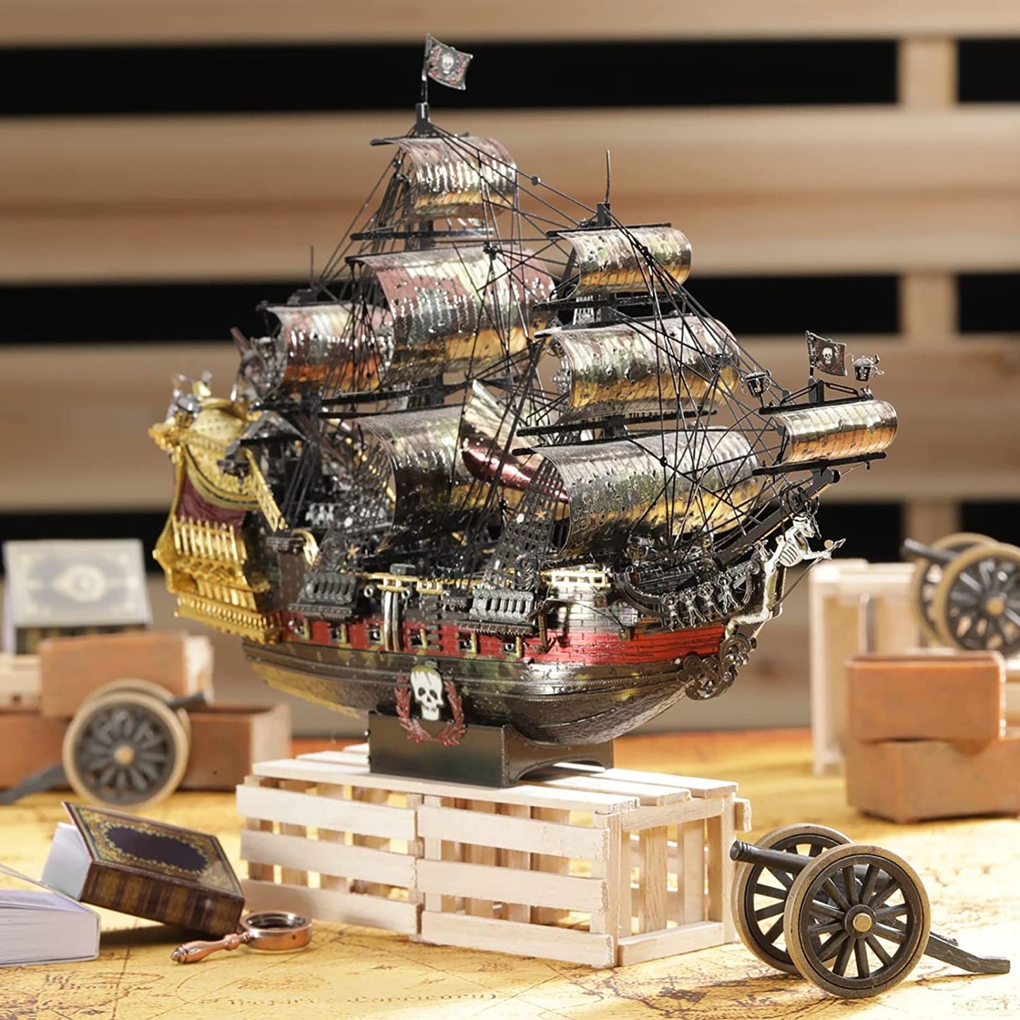 Piececool Metal 3D Puzzles for Adults, Flying Dutchman Pirate Ship Model Kits, 3D Watercraft Model Building Kit, DIY Craft Kits Difficult 3D Puzzles for Family Time, Great Birthday Gifts