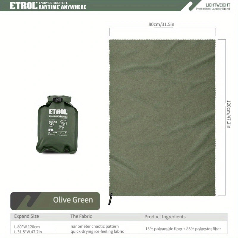 [Ultralight Quick Dry Towel] ETROL Ultralight Quick Dry Towel | Portable, Absorbent Microfiber Sports Towel for Camping, Gym, Swimming, Yoga - Lightweight, Durable, Compact Design