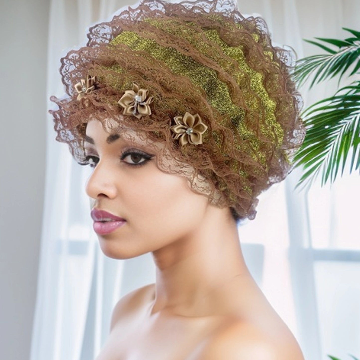 Elastic Lace Flower Hat - Breathable Polyester, Adjustable Drawstring, Perfect for Festive Parties & Urban Style, Festive Headwear | Floral Embellished Hat | Construction, Lace Hat