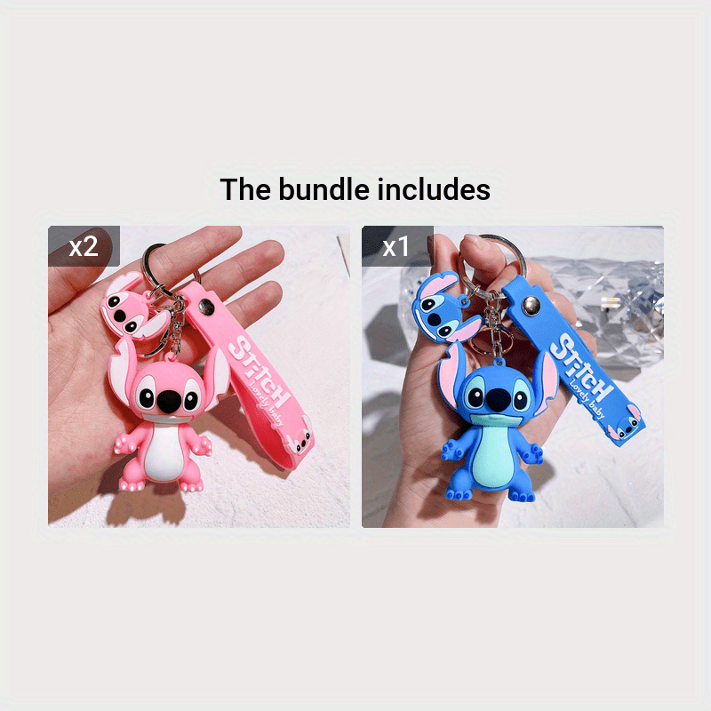 Minnie & Lilo & Stitch Cartoon Anime Keychain - Durable Keyring for Unisex, Fashionable Character Charm Perfect for Backpacks
