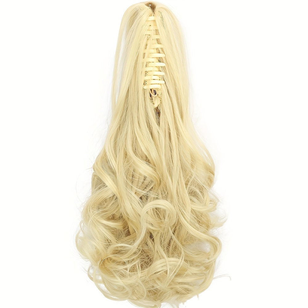14-Inch Claw Clip Ponytail in Various Colors, Extended Pear Flower Curls, Multi-Layered Long Wavy Ponytail, Synthetic Hair Extensions Suitable for Women to Wear During New Year Role-Playing.