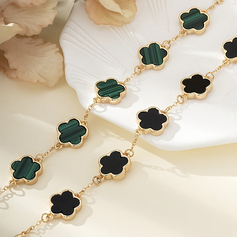 2 Pcs Set Of Exquisite Lucky Flower Design Bracelet Alloy Jewelry Elegant Leisure Style For Women Daily Dating Hand Decor