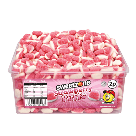 Sweetzone Strawberry Puff - 805G Tub - 350pcs - Pic N Mix Style Sweets