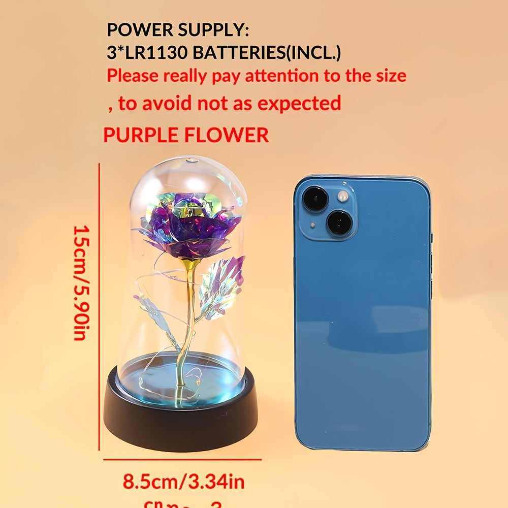 One Piece of Contemporary LED Rose Flower Night Lamp Featuring a Plastic Cover, Powered by Batteries, Ideal for Tabletop Decoration in Bedrooms And Homes. This Rose Lamp Is Perfect for Occasions Like Valentine'S Day, Mother'S