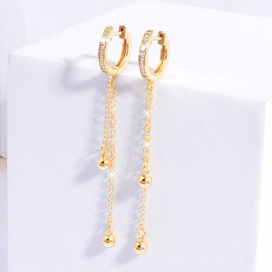 Chic Tassel Bead Earrings 18K Plated Jewelry Gift Women Accessories