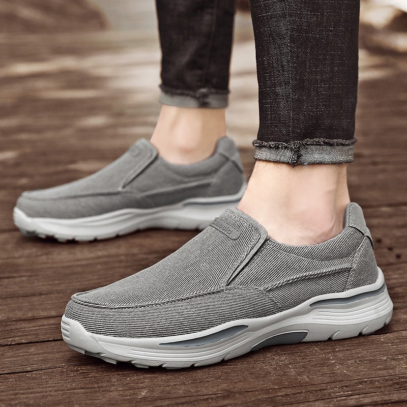 Men's Canvas Breathable Slip On Loafer Shoes Comfortable Walking Sneakers