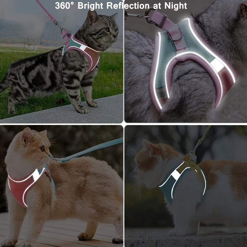 Escape-Proof Cat Harness Vest: Adjustable, Anti-Leak Walking Leash For Your Furry Friend!