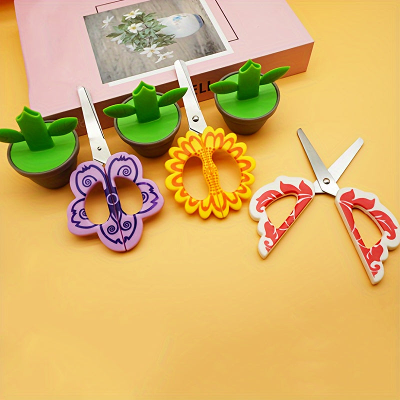 Cute Flower-Shaped ABS Resin Safety Scissors - Right-Handed, Perfect for Office & School Supplies, DIY Crafts, and Desk Decor by YOJII