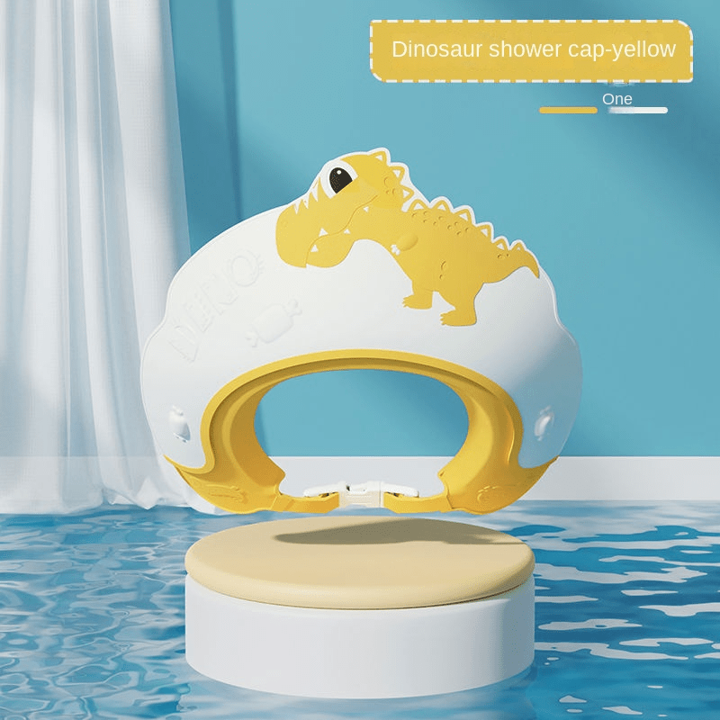 Baby Soft Rubber Waterproof Shampoo Cap, Children Shampoo Artifact, Baby Shampoo Cap Waterproof Ear Protector, Baby Bath Shower Cap, Dinosaur Pattern