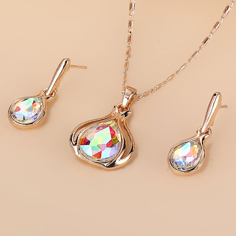 2pcs Women's Jewelry Set - Simple Style, Zinc Alloy with Artificial Crystal - All Season & Valentine's Day Gift | Daily Wear | Elegant Design