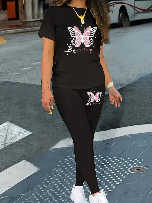 2PC Women Leggings & T-shirt Set
