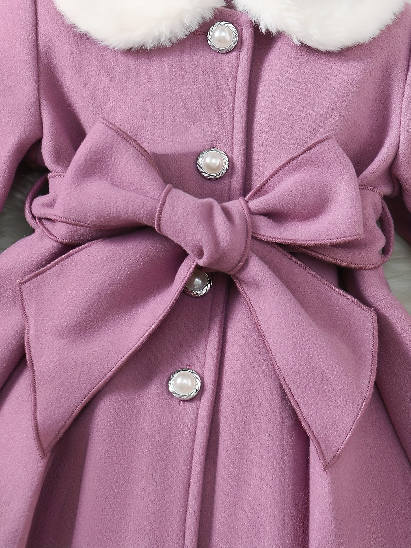 Fashionable And Versatile Coat for Baby Girls in Autumn And Winter, a Perfect Mother'S Day Gift. Adorable Plush Coat with a Bow And Collar, Designed for a Sweet Princess Look. Soft And Comfortable Outerwear to Keep Baby Warm