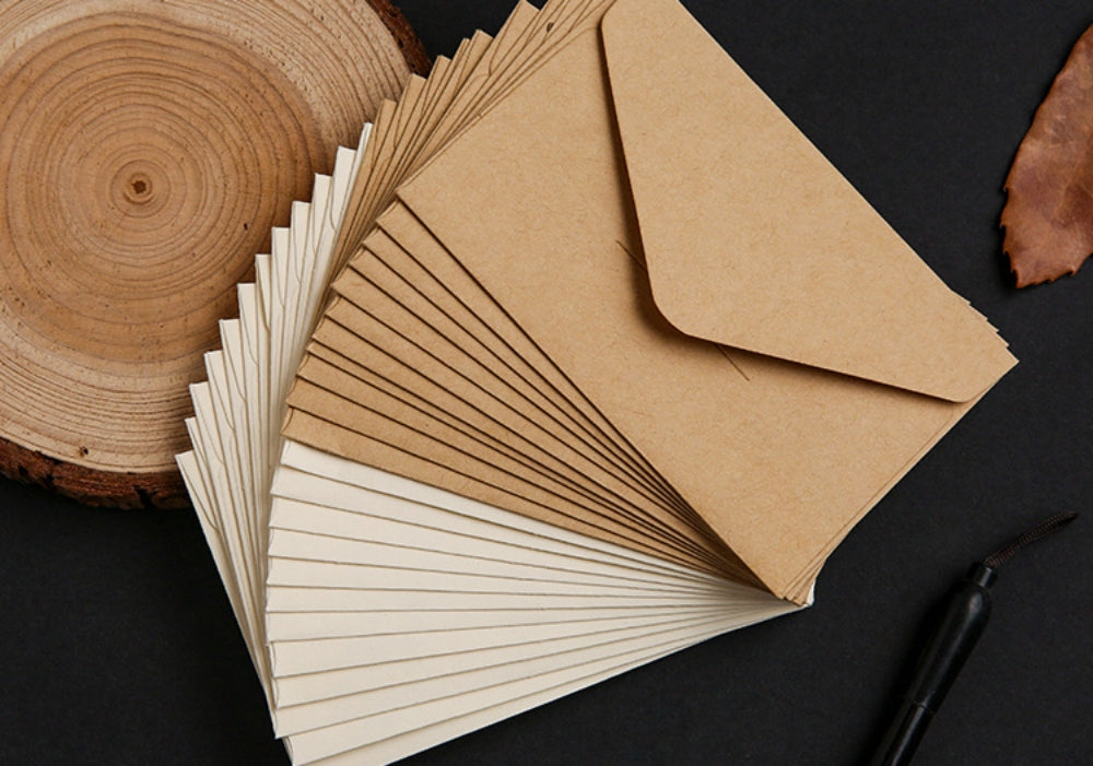 50pcs Kraft Paper Vintage Square Mini Envelopes, Self-Sealing Greeting Card Holders for Thanksgiving & Everyday Use