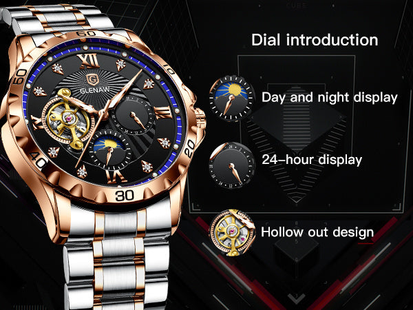 Men's Luxury Skeleton Automatic Watch - Waterproof Stainless Steel Strap, Self-Winding Mechanical Movement, Ideal Gift for Him, Business, Anniversary, or Special Occasions