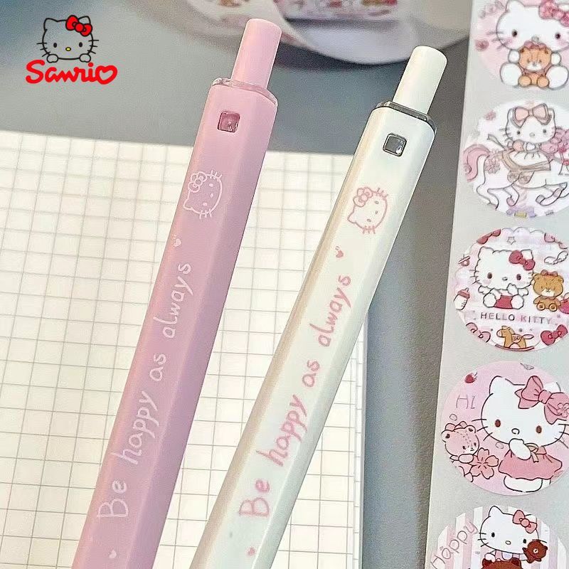 [Hello Kitty Pen] Sanrio Hello Kitty Cartoon Character Square Head Pen | Essential for Students, 0.5Mm Black Gel Pen, Smooth Writing, Quick-Drying, for Cinnamoroll Pressure-Sensitive Pen Refill