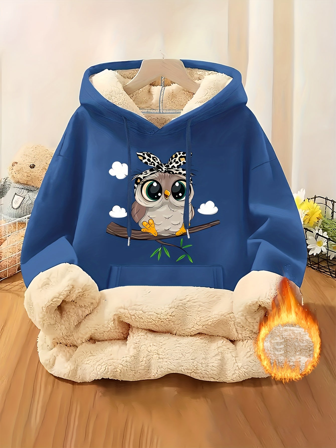 Women's Highland Cow Print Fleece Hooded Sweater - Thickened Winter Warmth, Cozy Plush Lining, Casual Retro Pullover with Pocket, Pink Scottish Cow Design, Sizes XS-XXL (Machine Washable) for Spring, Fall & Winter Layering
