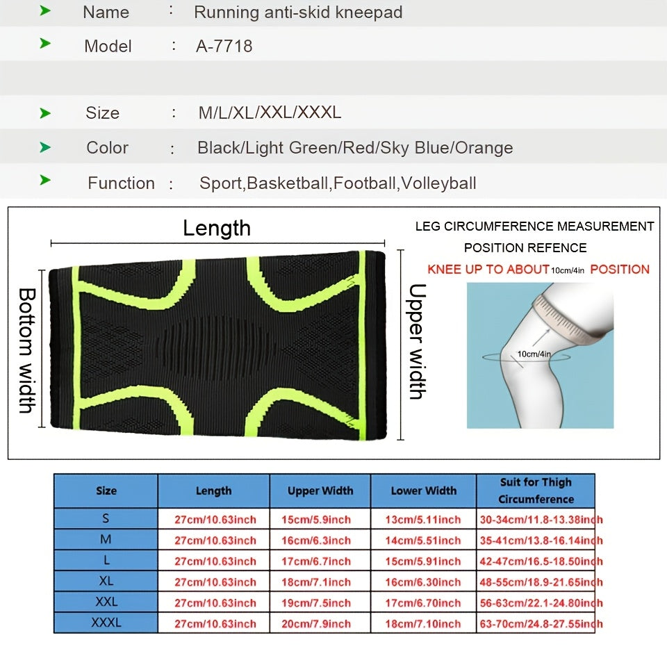 1pc AOLIKES Compression Knee Pad Sleeve - Breathable, Non-Slip, Durable Polyamide & Nylon, Ideal for Running, Volleyball, Basketball, Yoga, Tennis, Football