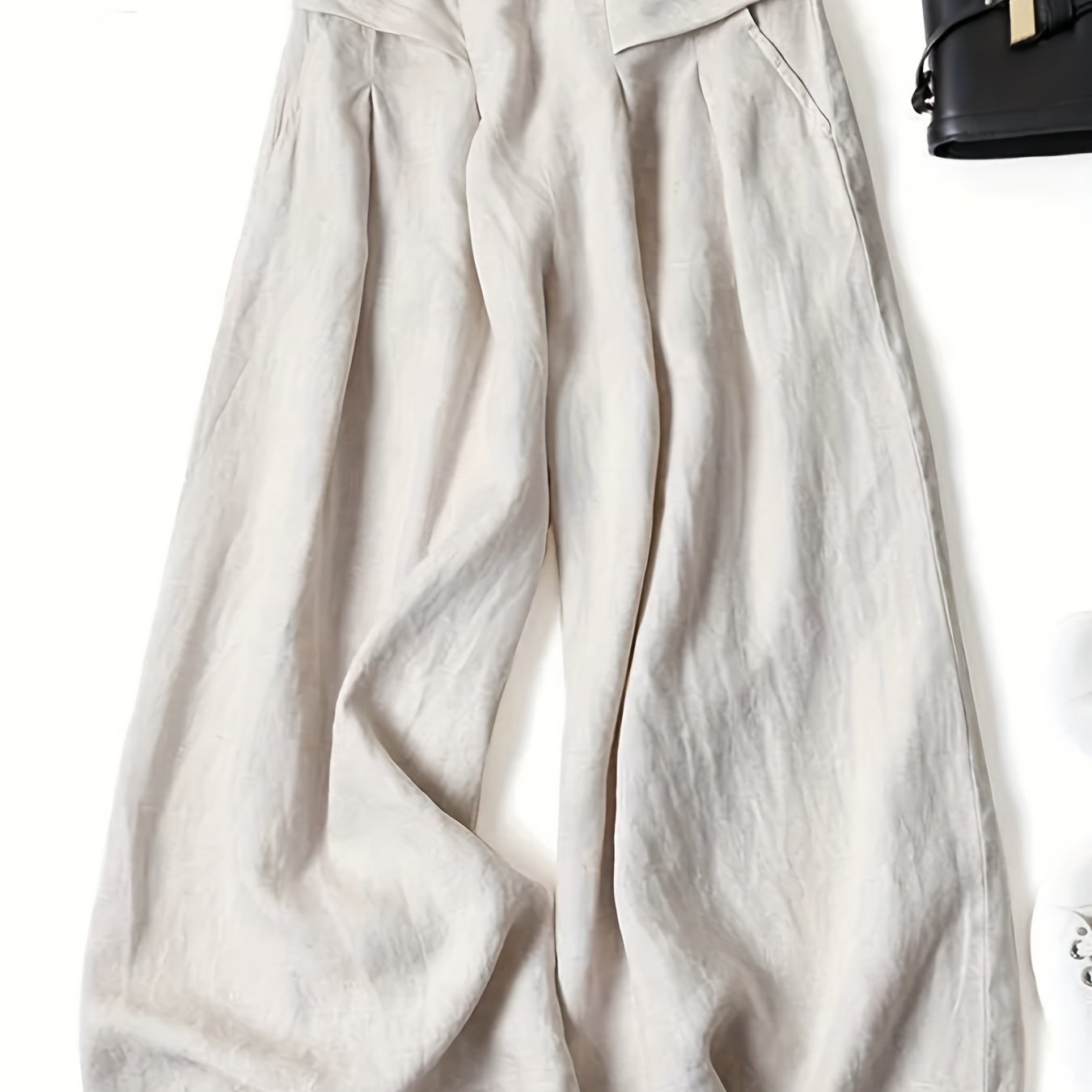 Linen Wide-Leg Ankle Pants, Breathable Thin Loose Linen Skirt Pants, Ethnic Style Vintage Trousers