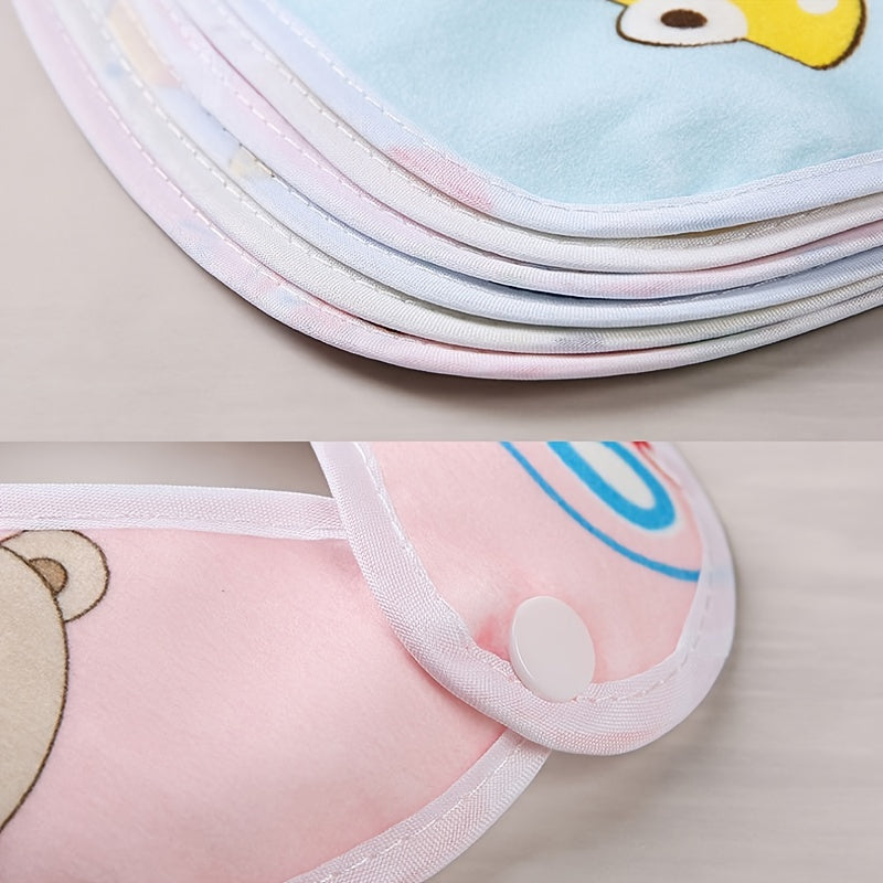 4/6pcs Set Random Style Children's Crystal Velvet Bib Bib Cartoon Newborn Waterproof Drool Towel Male and Female Baby U-shaped Eating Pocket