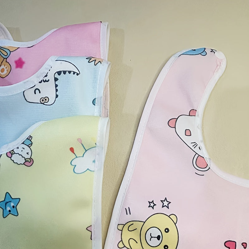 4/6pcs Set Random Style Children's Crystal Velvet Bib Bib Cartoon Newborn Waterproof Drool Towel Male and Female Baby U-shaped Eating Pocket