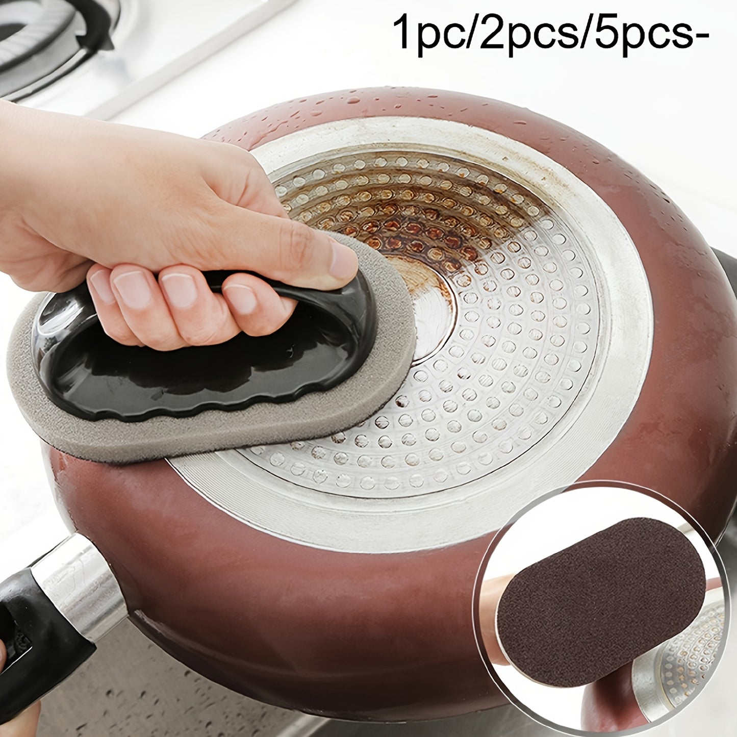 1pc/2pcs/5pcs- Kitchen Magic Sponge Brush, Multifunctional Sponge Cleaning Brush, Pan Pot Grinder Knife Melamine Sponge Clean Strong Decontamination Brushes Descaling.