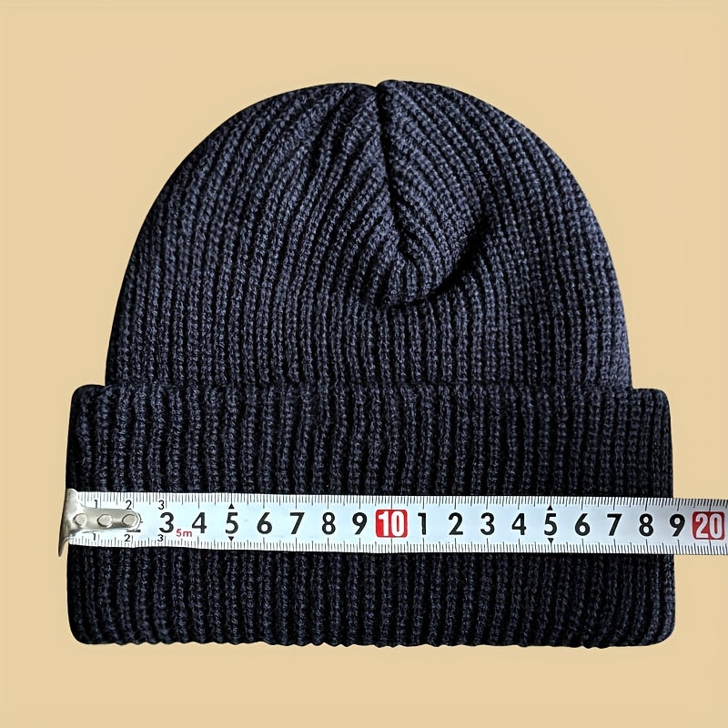 Letter W Patch Knitted Beanie Casual Fashion Knitted Hat