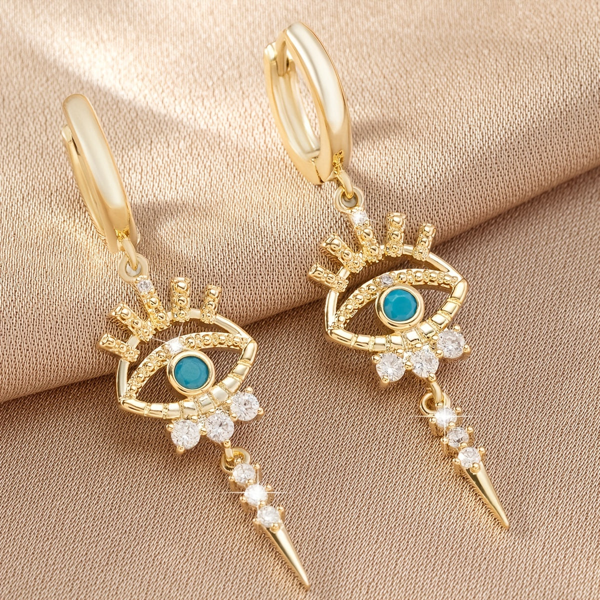 A Pair of Zirconium-encrusted Evil Eye Pendants