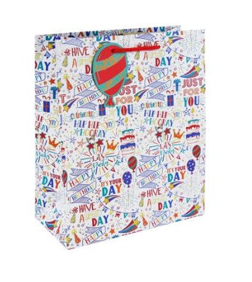 Happy Birthday Text Repeat Large Gift Bag