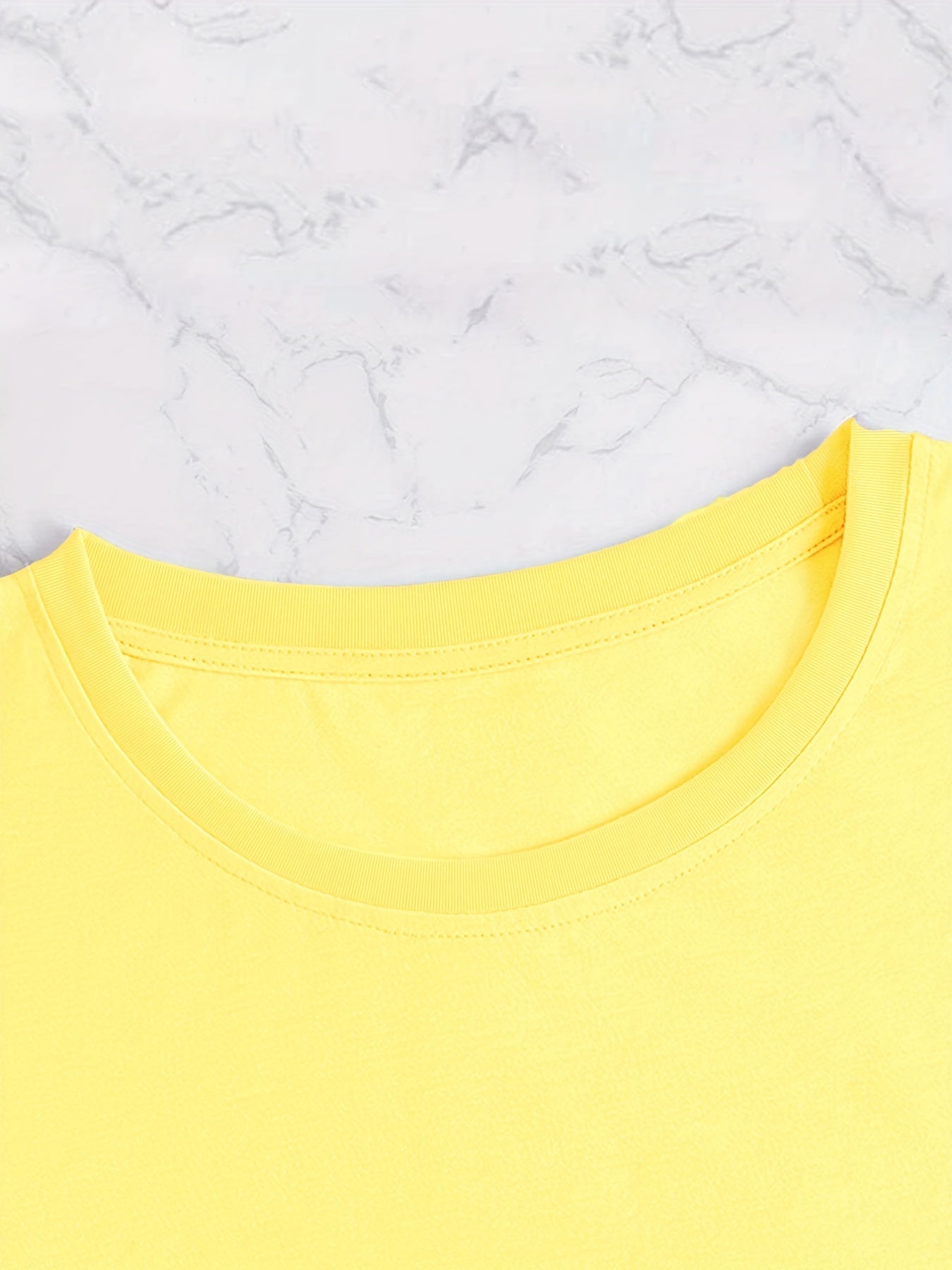 Plus Size Face Print Short Sleeve T-shirt, Women's Plus Slight Stretch Round Neck Casual Tee
